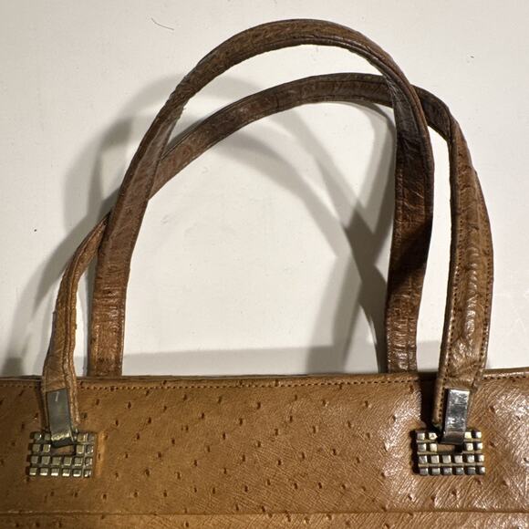 Vintage BrownOstrich Leather Small Hand Bag - Picture 5 of 13